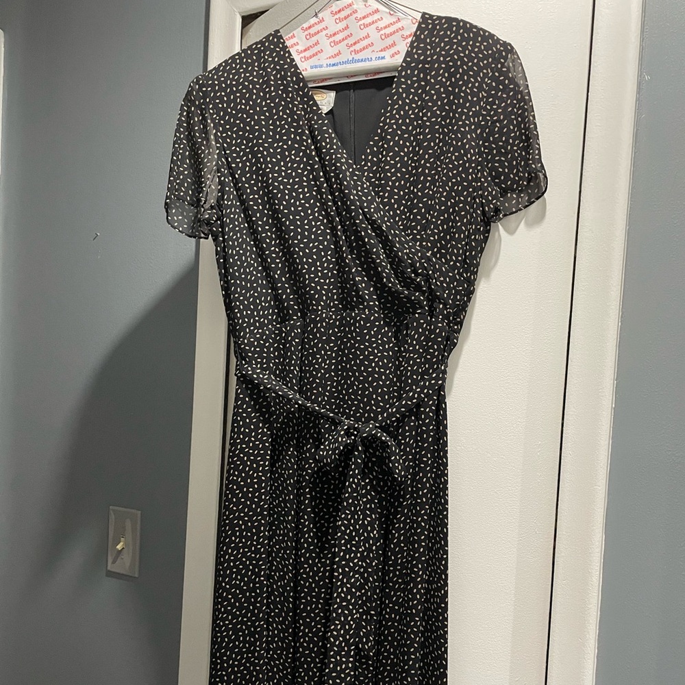 Talbots Black and White Patterned Midi Dress